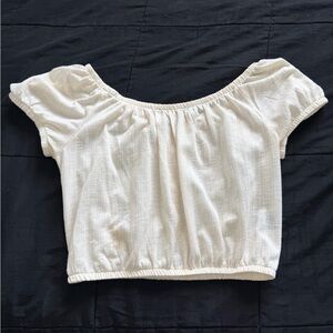 About A Girl Cream Off-Shoulder Crop Top